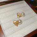 Elegant Zircon Fishtail Leaf Faux Pearl Pendant Drop Earrings For Women view 4