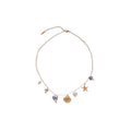 Stainless Steel Shell Starfish Faux Pearl Blue Porcelain Pendant Choker Necklace view 5