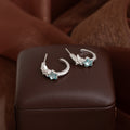 Light Luxury Blue Rhinestone Star C Hoop Stud Earrings For Women, Silver Alloy Zircon Sweet Cool Earrings view 3