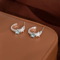 Light Luxury Blue Rhinestone Star C Hoop Stud Earrings For Women, Silver Alloy Zircon Sweet Cool Earrings view 4