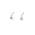 Light Luxury Blue Rhinestone Star C Hoop Stud Earrings For Women, Silver Alloy Zircon Sweet Cool Earrings view 5