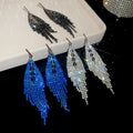Light Luxury Geometric Triangle Rhinestone Tassel Copper Drop Earrings For Women view 1