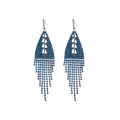 Light Luxury Geometric Triangle Rhinestone Tassel Copper Drop Earrings For Women view 5