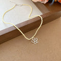 Copper Crystal Seed Bead Hollow Zircon Flower Pendant Necklace Fresh Light Luxury Clavicle Choker for Women view 2