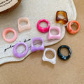Acrylic Gradient Square Round Ring Fresh Versatile Geometric Statement Finger Jewelry view 3