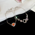 Copper Zircon Heart Cat Pendant Bangle Minimalist Light Luxury Commuter Bracelet view 4