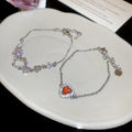 Copper Zircon Heart Cat Pendant Bangle Minimalist Light Luxury Commuter Bracelet view 2