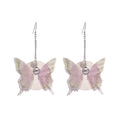 Shell Chiffon Round Butterfly Tassel Drop Earrings, Beach Vacation Geometric Ear Hook Jewelry view 5