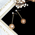 Gold Bar Pearl Look Top and Wire Nest Ball Earrings view 4
