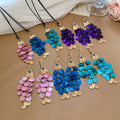 Shell Triangle And Round Tassel Ear Hook Necklace Jewelry Set For Beach Vacation Style view 3