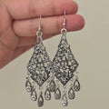 Vintage Ethnic Alloy Hollow Flower Teardrop Tassel Drop Earrings view 3