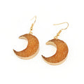 Gold Tone Crescent Moon Crystal Cluster Drop Earrings in Three Colors view 5