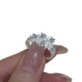 Light Luxury Copper Open Ring With Irregular Zircon Pattern Geometric Round Design For Women view 5
