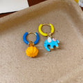 Fresh Style Copper Enamel Auspicious Elephant Pumpkin Round Pendant Drop Earrings view 2