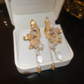 Elegant Alloy Butterfly Wing Drop Earrings With Rhinestone Freshwater Pearl Tassels view 3