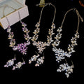 Light Luxury Alloy Rhinestone Leaf Flower Pendant Necklace For Women view 1