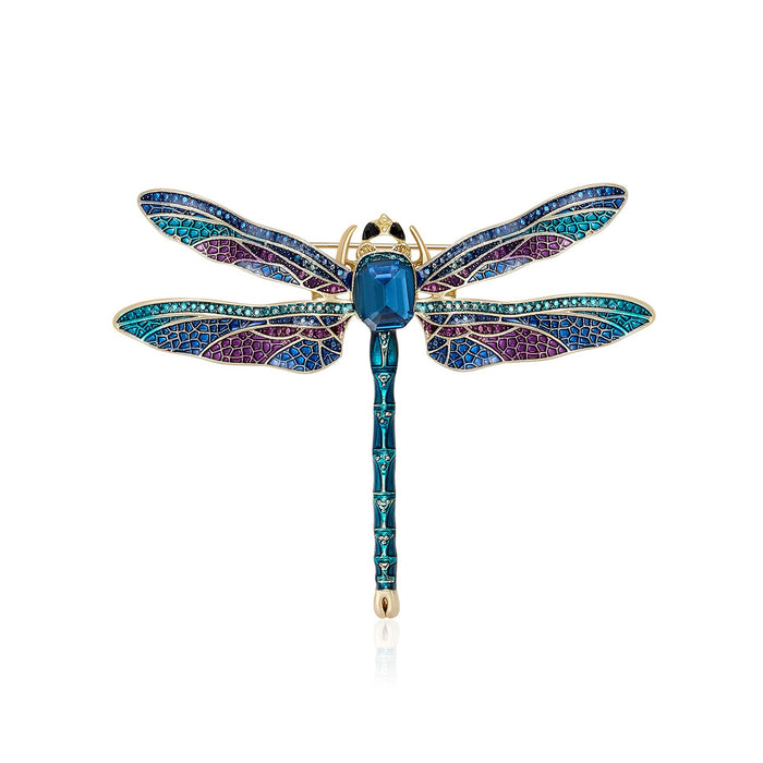 Alloy Enamel Rhinestone Dragonfly Brooch For Women's Apparel Decoration
