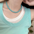 European Style Alloy Turquoise Beaded Round Geometric Clavicle Necklace For Women view 4