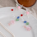 Sweet Acrylic Butterfly Flower Crystal Beaded Tassel Studs Summer Beach Vacation Statement Earrings view 3