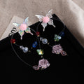 Sweet Acrylic Butterfly Flower Crystal Beaded Tassel Studs Summer Beach Vacation Statement Earrings view 2