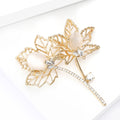 Alloy Hollow Cat Eye Maple Leaf Brooch For Women's Clothing view 3