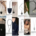 Minimalist Resin Round Ring Leather Glasses Clip Beaded Tie Rope Sweater Necklace view 1