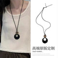 Minimalist Resin Round Ring Leather Glasses Clip Beaded Tie Rope Sweater Necklace view 4
