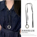 Minimalist Resin Round Ring Leather Glasses Clip Beaded Tie Rope Sweater Necklace view 3