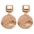 Metal Geometric Round Square Crinkle Pendant Drop Earrings Casual Fashion Stud Style view 5