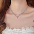 Glass Crystal Beaded Zircon Heart Square Pendant Necklace Light Luxury Sweet Choker For Women view 4