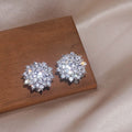Korean Style Snowflake Flower Stud Earrings For Women, Sparkling Light Luxury Fashion Jewelry view 1