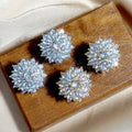 Korean Style Snowflake Flower Stud Earrings For Women, Sparkling Light Luxury Fashion Jewelry view 2