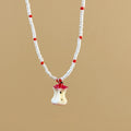 Crystal Beaded Resin Apple Pendant Necklace Summer Beach Fresh Collarbone Choker view 4