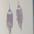 Sparkling Zircon Fan Tassel Drop Earrings Light Luxury Geometric Ear Hook Jewelry view 2