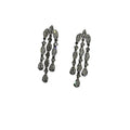 Light Luxury Copper Zircon Oval Teardrop Tassel Drop Earrings With Silver Pins view 5