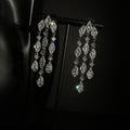 Light Luxury Copper Zircon Oval Teardrop Tassel Drop Earrings With Silver Pins view 1