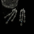 Light Luxury Copper Zircon Oval Teardrop Tassel Drop Earrings With Silver Pins view 3