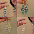 Light Luxury Artificial Crystal Zircon Heart Tassel Drop Earrings For Women view 1