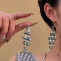 Light Luxury Artificial Crystal Zircon Heart Tassel Drop Earrings For Women view 2
