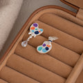 Trendy Irregular Colorful Enamel Artist Paint Palette Alloy Rhinestone Dangle Stud Earrings view 2