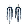 Light Luxury Copper Rhinestone Semicircle Tassel Drop Earrings With Silver Posts view 5