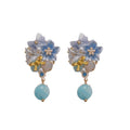 Silver Pin Zirconia Resin Flower Crystal Pendant Drop Earrings, Fresh Sweet Light Luxury Style view 5