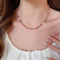 Irregular Beaded Artificial Crystal Bracelet Necklace Jewelry Set Vintage Court Style Choker view 4