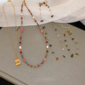 Irregular Beaded Artificial Crystal Bracelet Necklace Jewelry Set Vintage Court Style Choker view 1