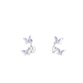 Elegant Gradient Purple Butterfly Pearl Rhinestone Stud Hoop Hollow Alloy Silver Needle Earrings view 5