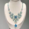Light Luxury Alloy Waterdrop Drop Earrings And Necklace Jewelry Set With Rhinestone Butterfly Flower Pendant view 4