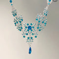 Light Luxury Alloy Waterdrop Drop Earrings And Necklace Jewelry Set With Rhinestone Butterfly Flower Pendant view 3