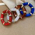 Acetate Marbled Round Elastic Rope Bangle European American Geometric Statement Bracelet view 2