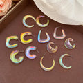 Silver Needle Acrylic Geometric Iridescent Round C Shape Stud Earrings For Women view 3