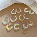 Silver Needle Acrylic Geometric Iridescent Round C Shape Stud Earrings For Women view 1